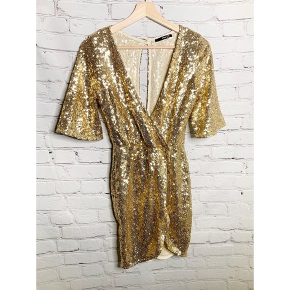 TFNC London Gold Sequin Dress - Picture 1 of 5